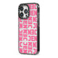Bold Pink Repeating Name iPhone 13 Pro Black Impact Case Side Angle on Silver phone