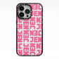 Bold Pink Repeating Name iPhone 13 Pro Black Impact Case on Silver phone