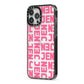Bold Pink Repeating Name iPhone 13 Pro Max Black Impact Case Side Angle on Silver phone