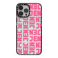 Bold Pink Repeating Name iPhone 13 Pro Max Black Impact Case on Silver phone