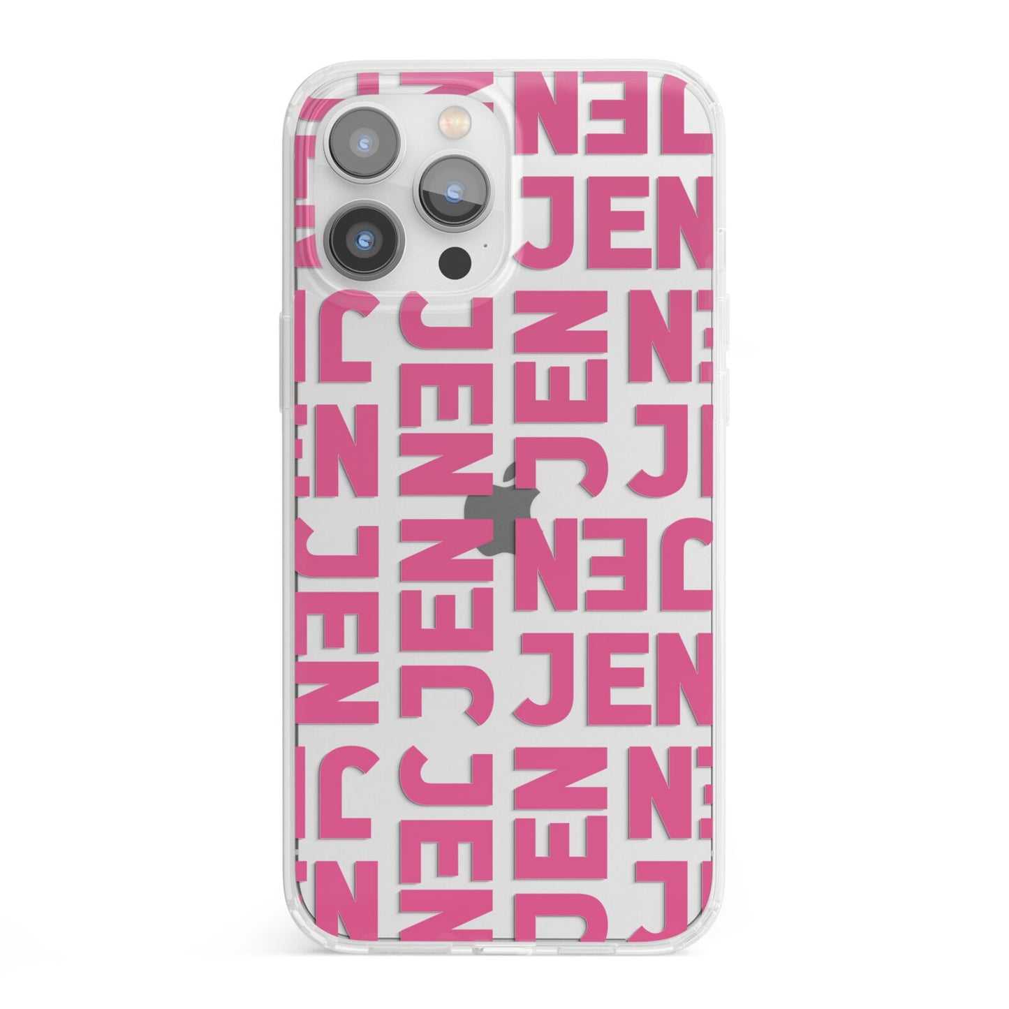 Bold Pink Repeating Name iPhone 13 Pro Max Clear Bumper Case