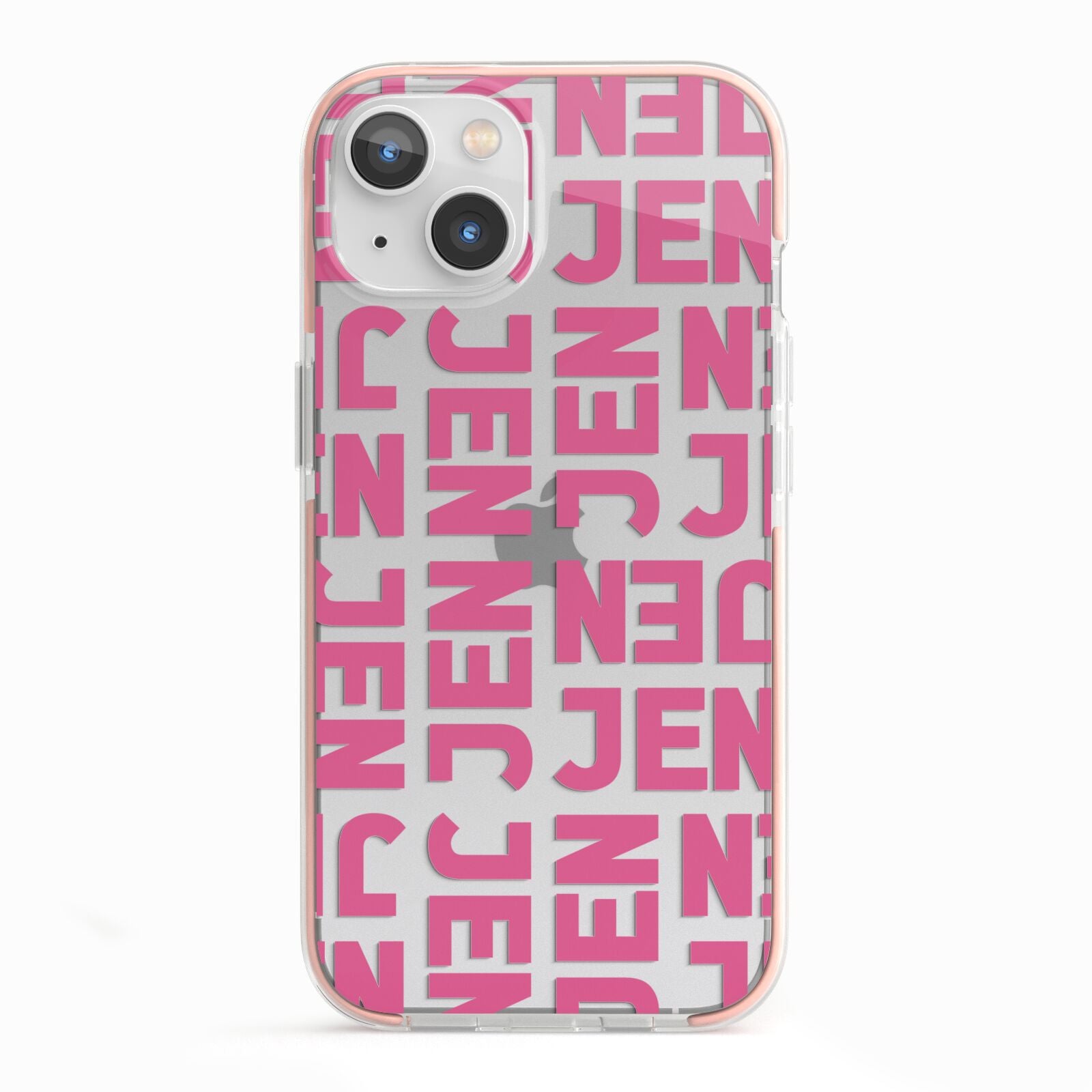 Bold Pink Repeating Name iPhone 13 TPU Impact Case with Pink Edges
