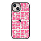 Bold Pink Repeating Name iPhone 14 Black Impact Case on Silver phone
