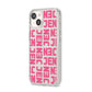 Bold Pink Repeating Name iPhone 14 Clear Tough Case Starlight Angled Image