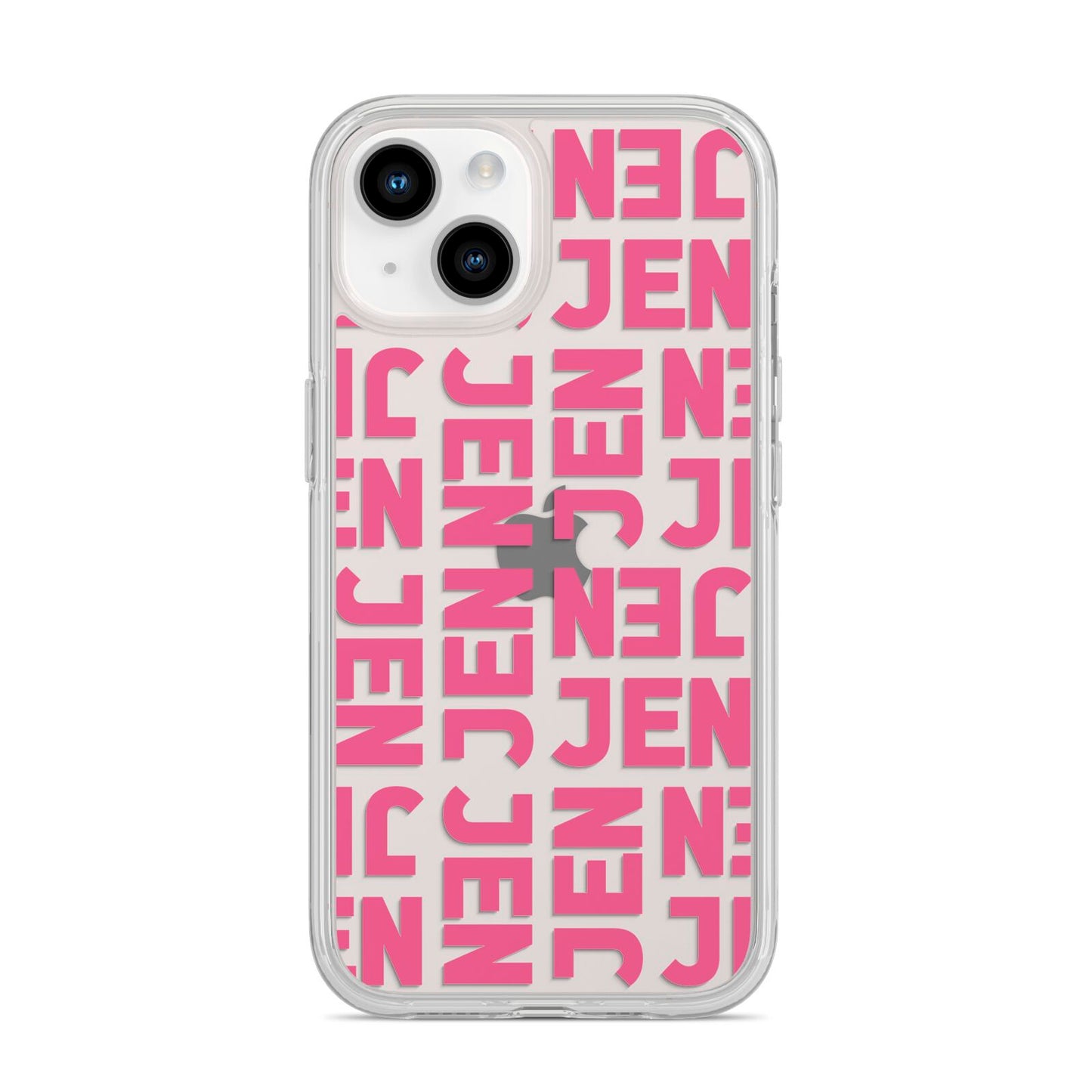 Bold Pink Repeating Name iPhone 14 Clear Tough Case Starlight