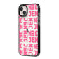 Bold Pink Repeating Name iPhone 14 Plus Black Impact Case Side Angle on Silver phone