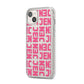 Bold Pink Repeating Name iPhone 14 Plus Clear Tough Case Starlight Angled Image