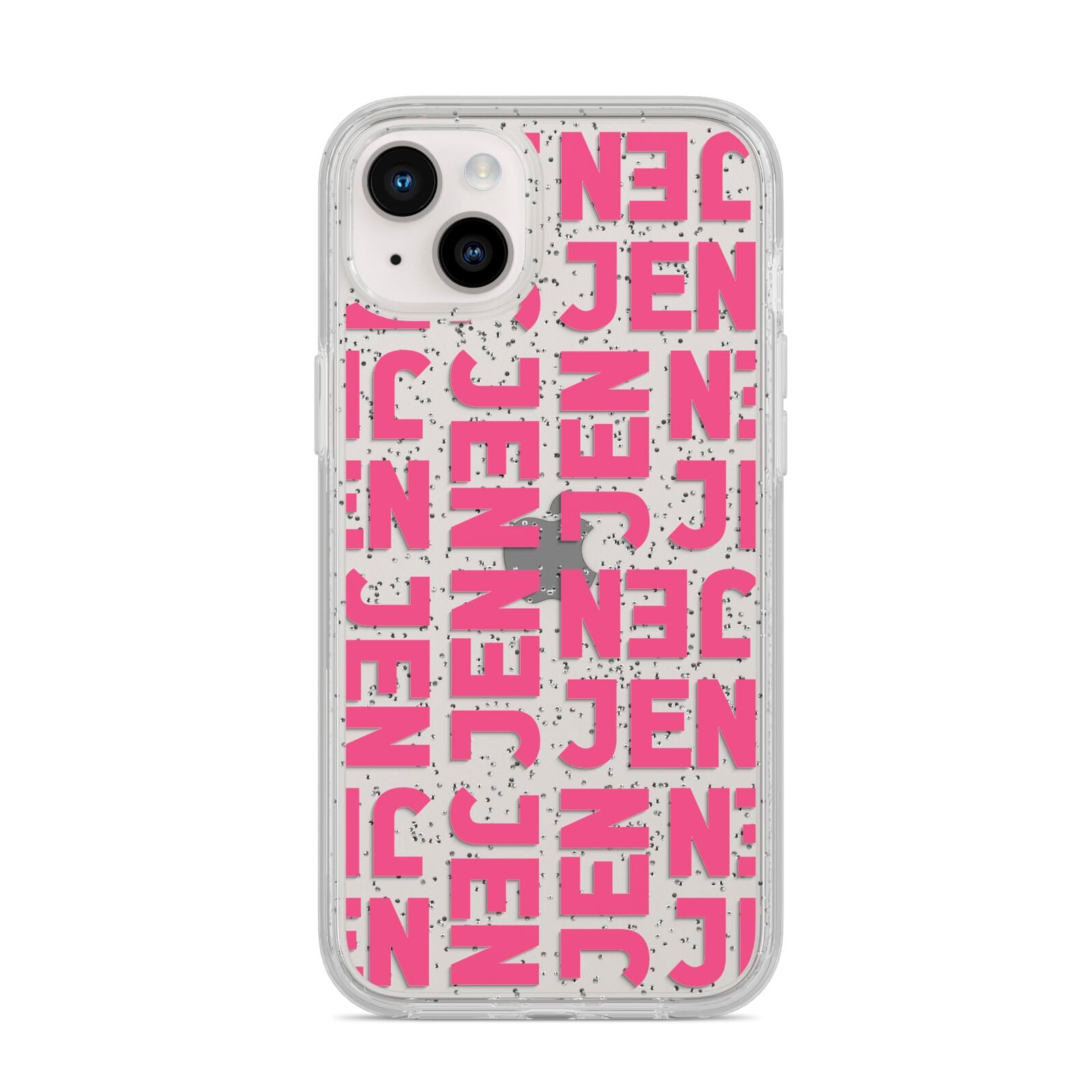 Bold Pink Repeating Name iPhone 14 Plus Glitter Tough Case Starlight