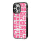 Bold Pink Repeating Name iPhone 14 Pro Max Black Impact Case Side Angle on Silver phone