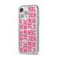 Bold Pink Repeating Name iPhone 14 Pro Max Glitter Tough Case Silver Angled Image