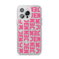 Bold Pink Repeating Name iPhone 14 Pro Max Glitter Tough Case Silver