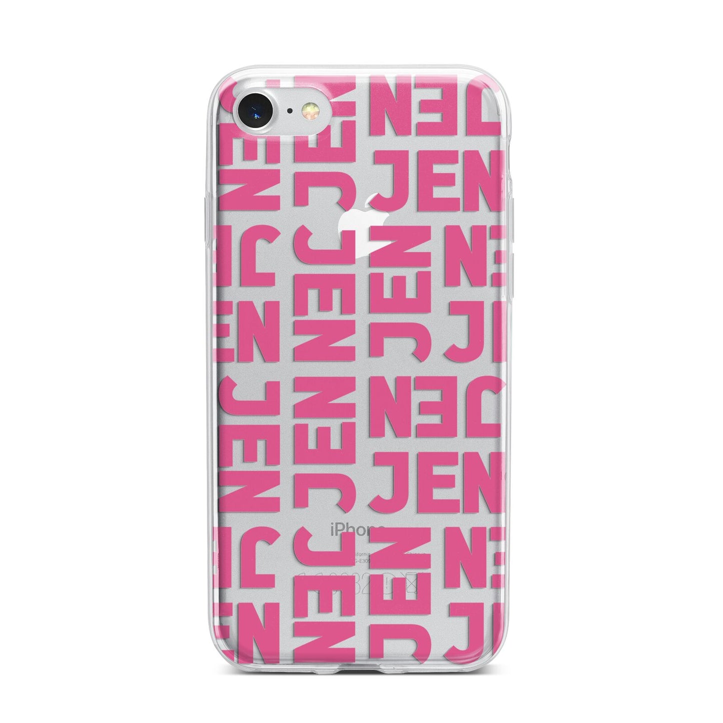 Bold Pink Repeating Name iPhone 7 Bumper Case on Silver iPhone