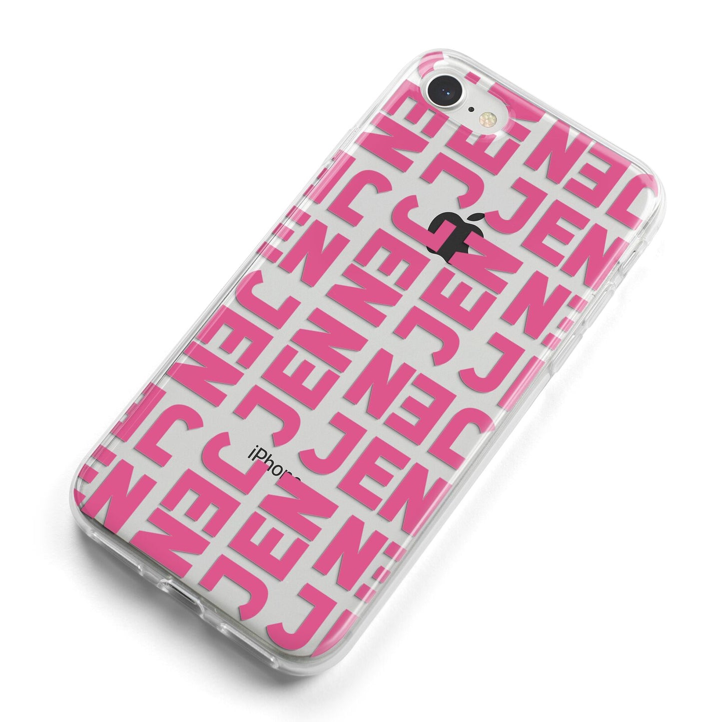 Bold Pink Repeating Name iPhone 8 Bumper Case on Silver iPhone Alternative Image
