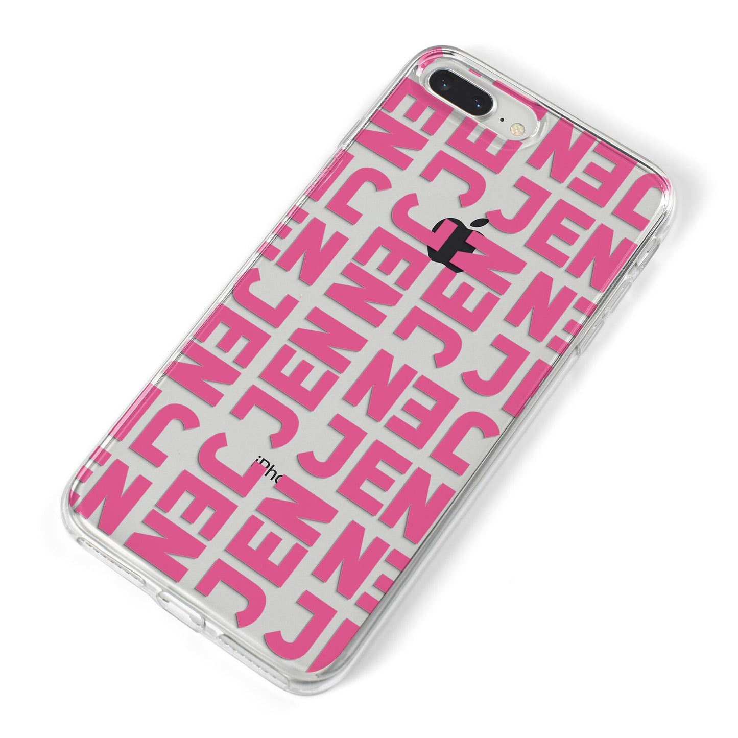Bold Pink Repeating Name iPhone 8 Plus Bumper Case on Silver iPhone Alternative Image