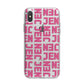 Bold Pink Repeating Name iPhone X Bumper Case on Silver iPhone Alternative Image 1