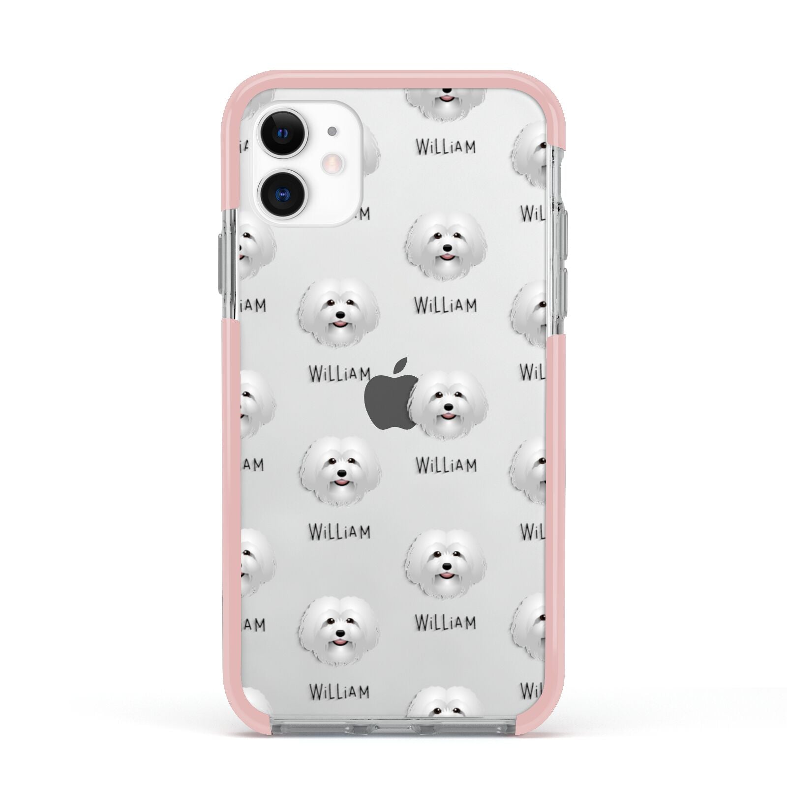 Bolognese Icon with Name Apple iPhone 11 in White with Pink Impact Case