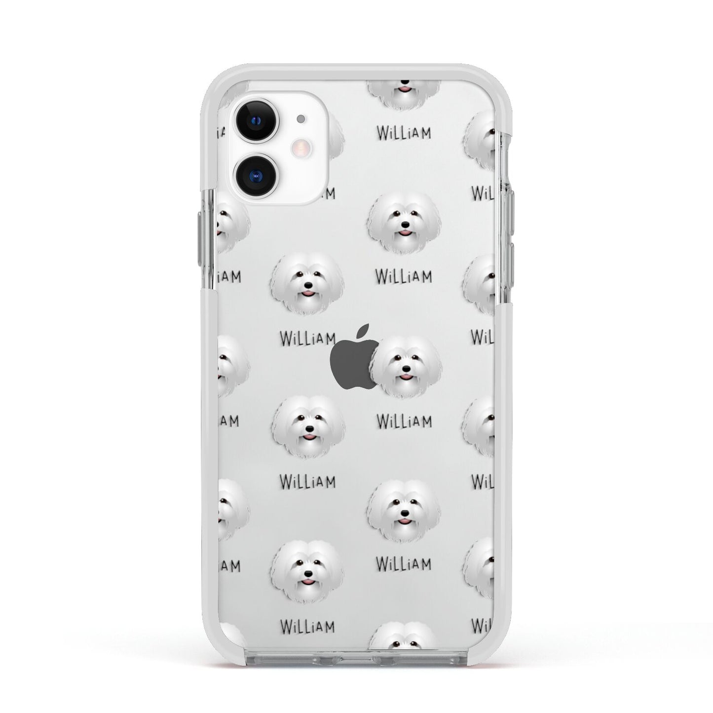 Bolognese Icon with Name Apple iPhone 11 in White with White Impact Case