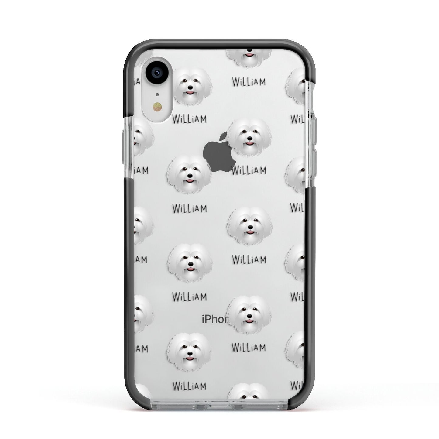 Bolognese Icon with Name Apple iPhone XR Impact Case Black Edge on Silver Phone