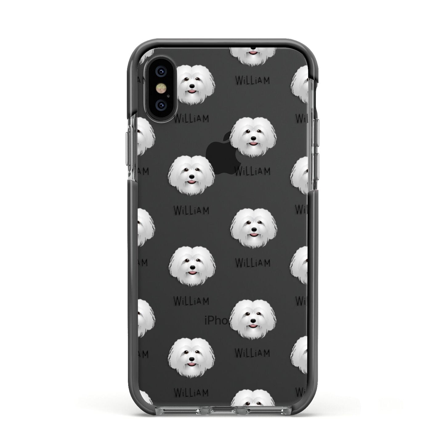 Bolognese Icon with Name Apple iPhone Xs Impact Case Black Edge on Black Phone