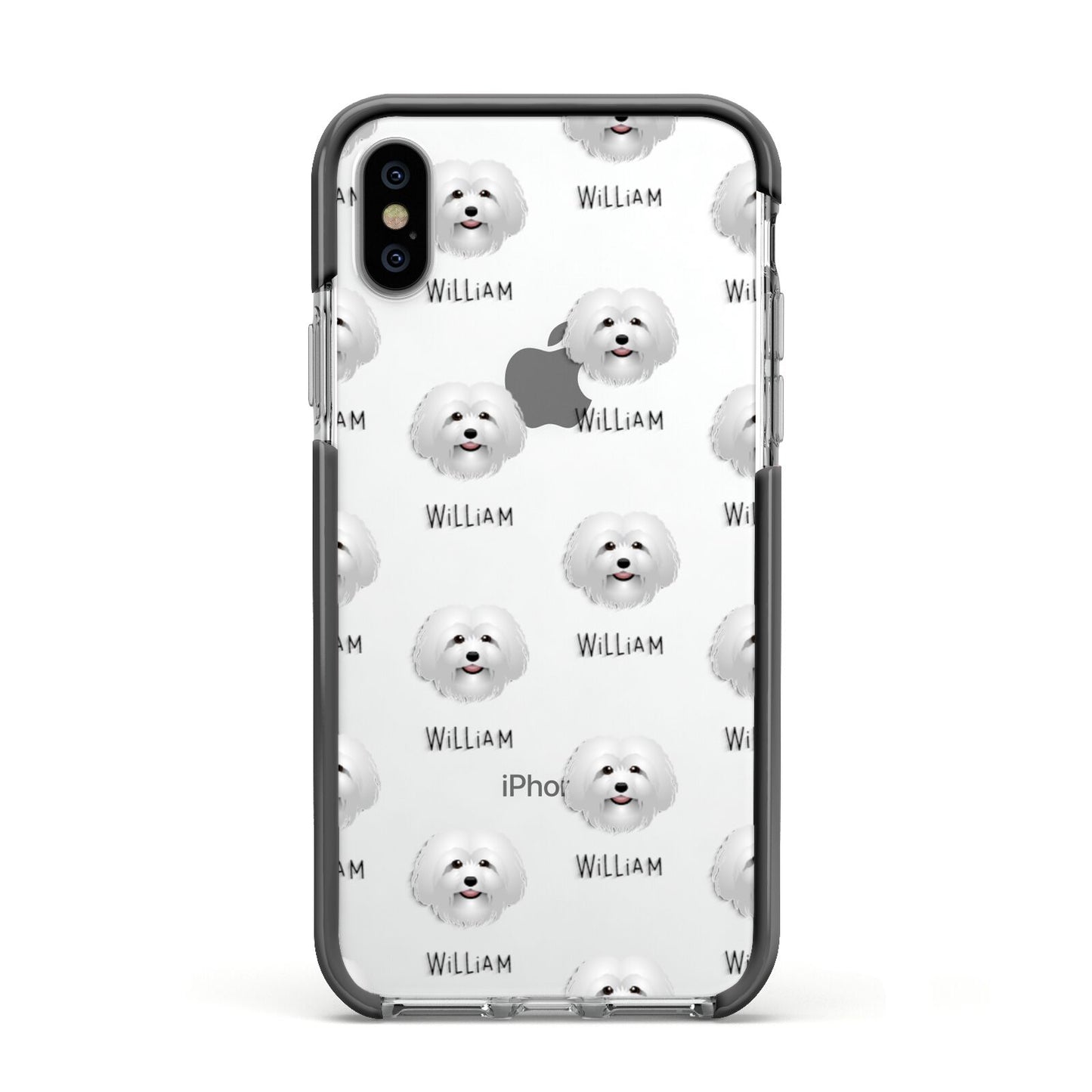 Bolognese Icon with Name Apple iPhone Xs Impact Case Black Edge on Silver Phone