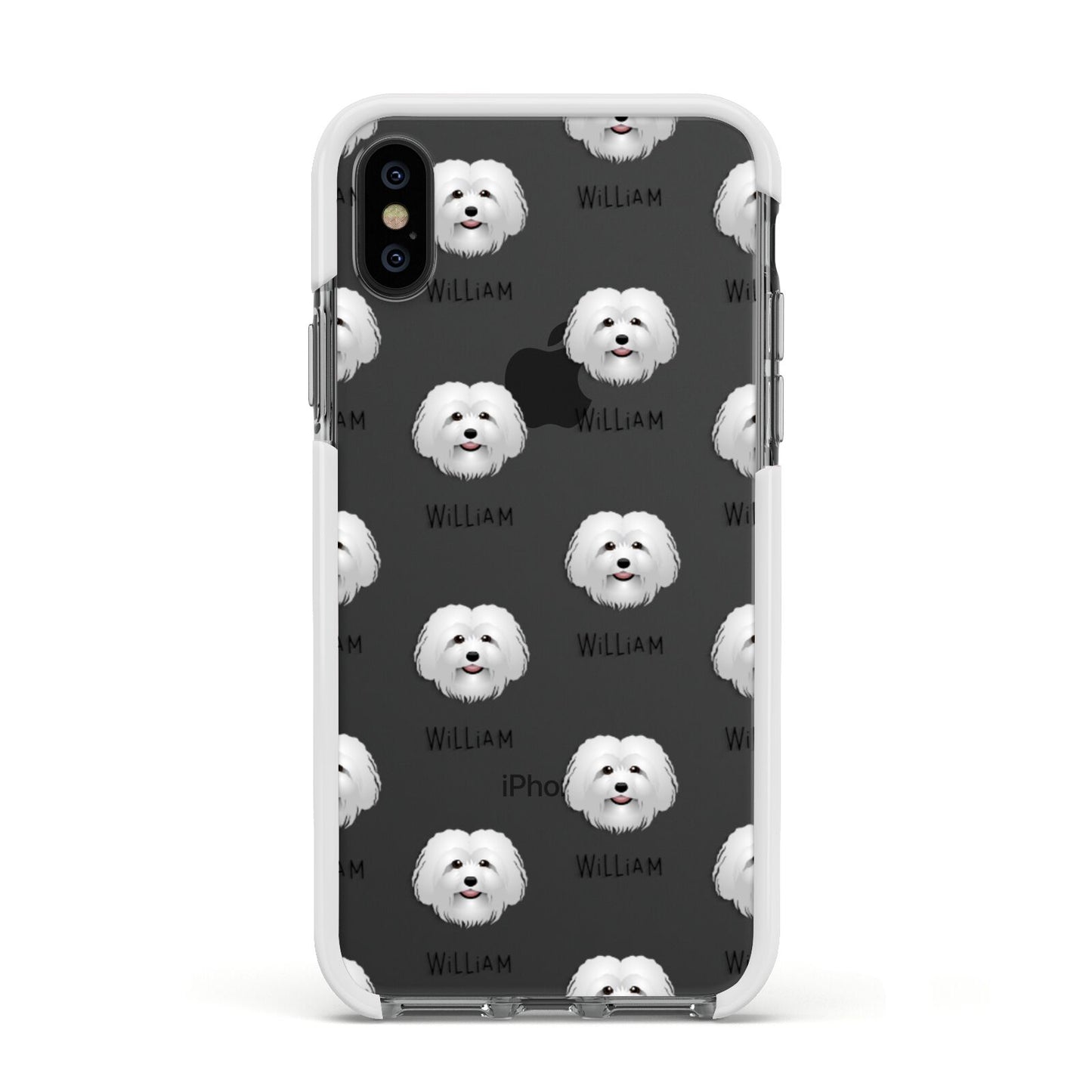 Bolognese Icon with Name Apple iPhone Xs Impact Case White Edge on Black Phone