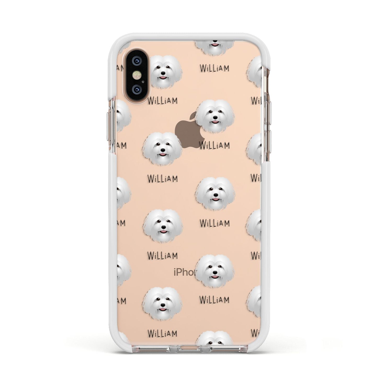 Bolognese Icon with Name Apple iPhone Xs Impact Case White Edge on Gold Phone