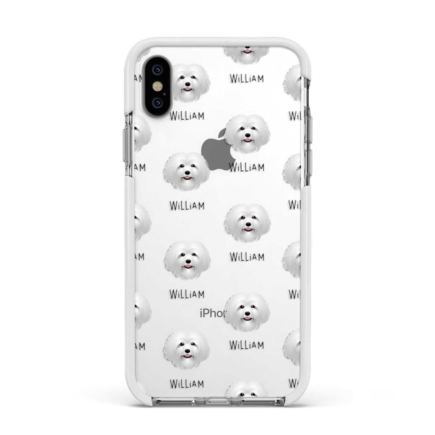 Bolognese Icon with Name Apple iPhone Xs Impact Case White Edge on Silver Phone