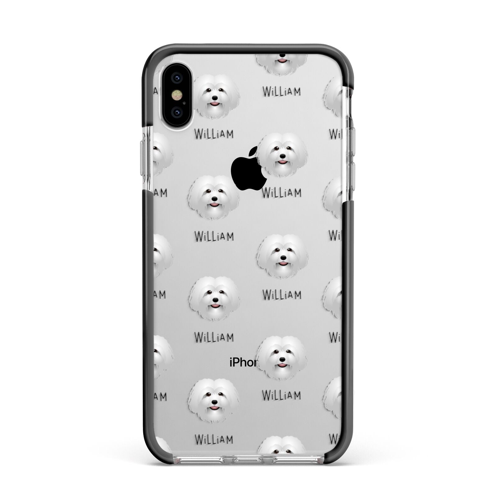 Bolognese Icon with Name Apple iPhone Xs Max Impact Case Black Edge on Silver Phone