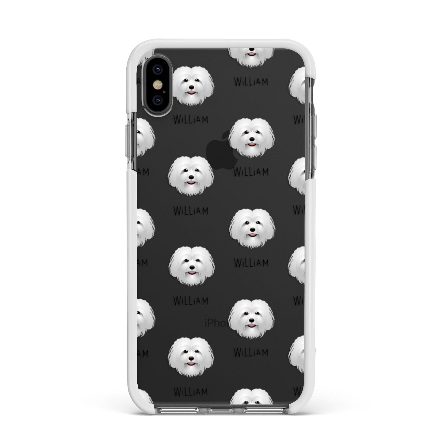 Bolognese Icon with Name Apple iPhone Xs Max Impact Case White Edge on Black Phone