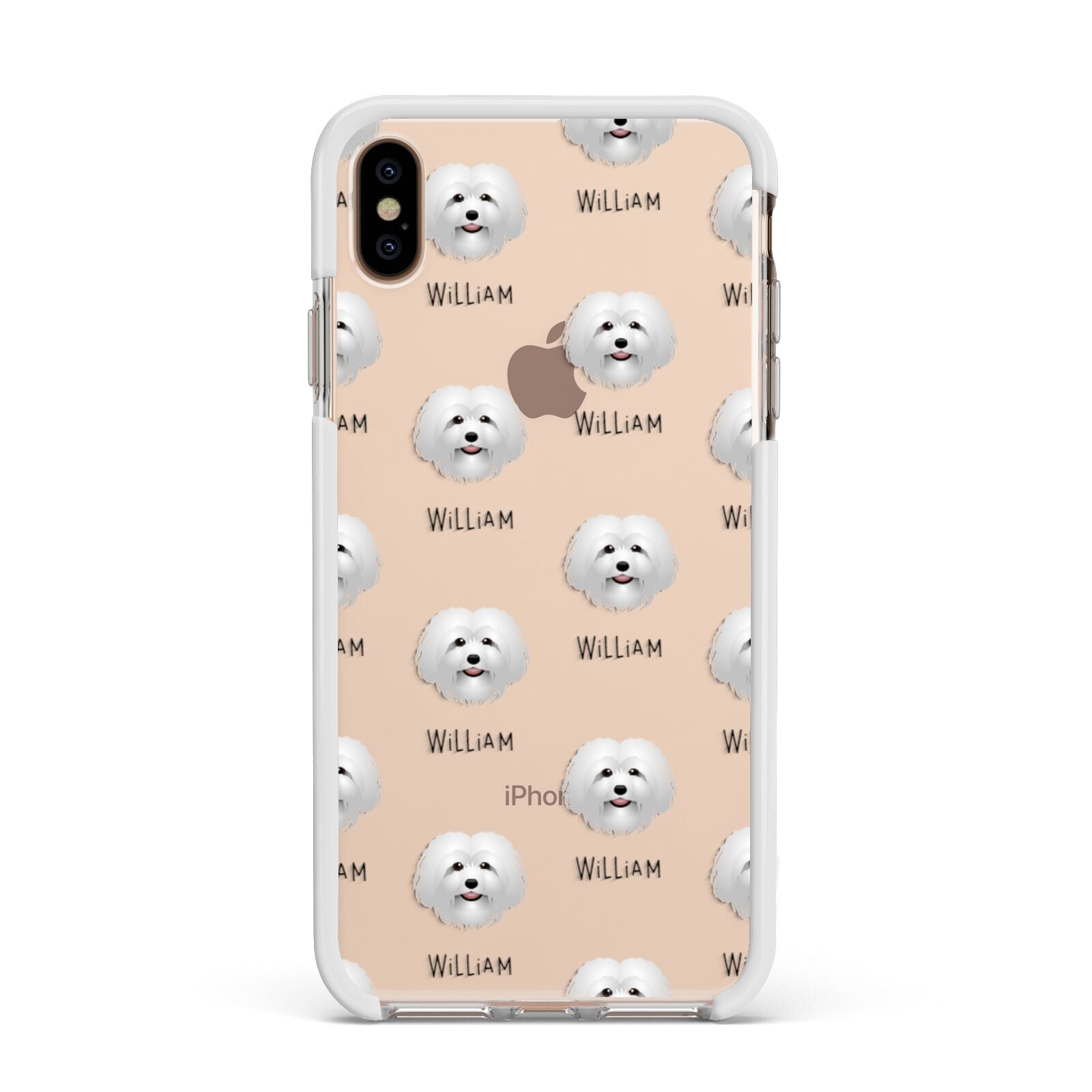 Bolognese Icon with Name Apple iPhone Xs Max Impact Case White Edge on Gold Phone