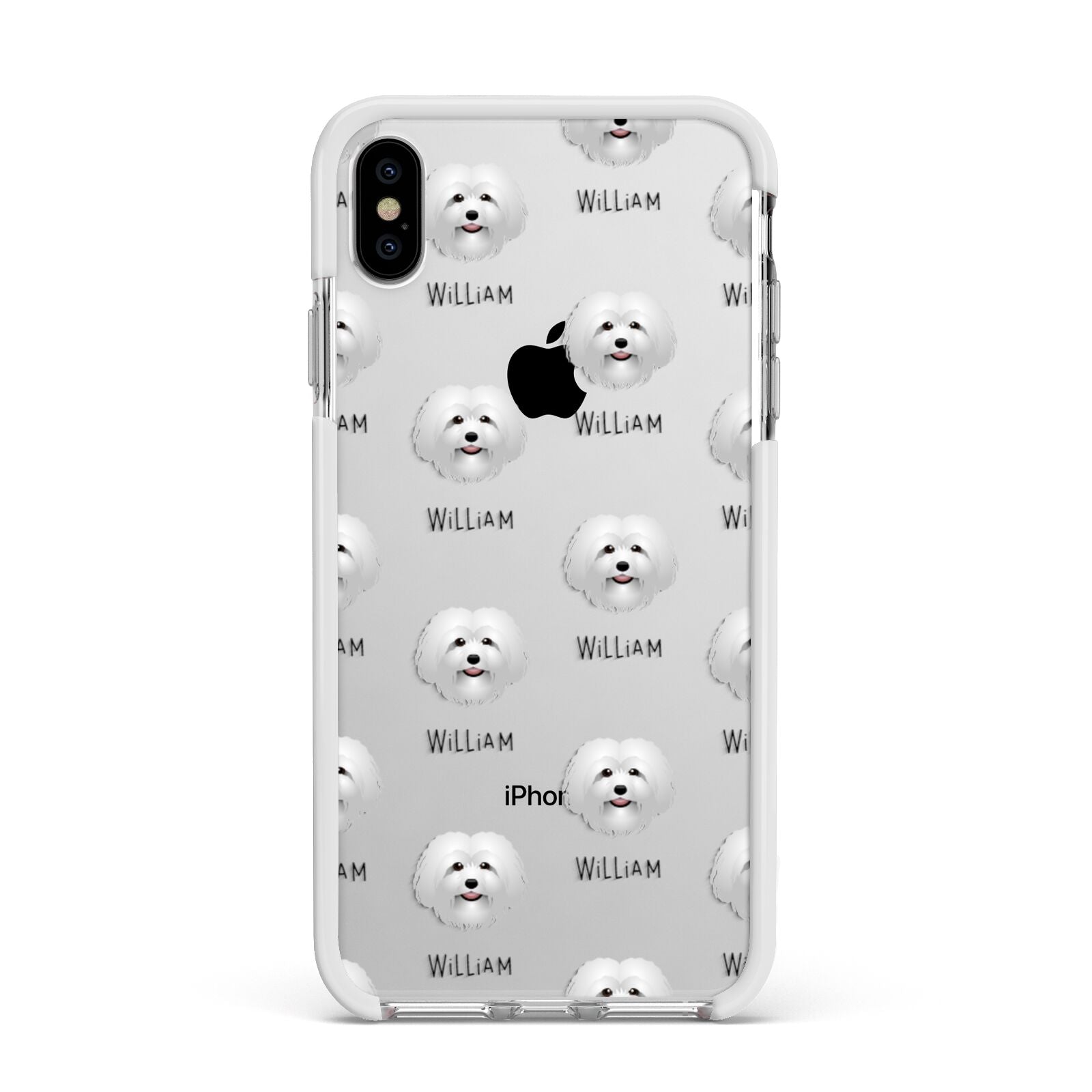 Bolognese Icon with Name Apple iPhone Xs Max Impact Case White Edge on Silver Phone