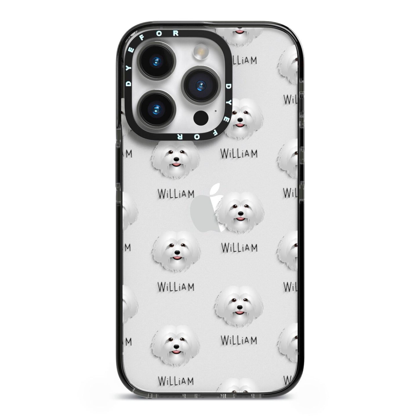 Bolognese Icon with Name iPhone 14 Pro Black Impact Case on Silver phone