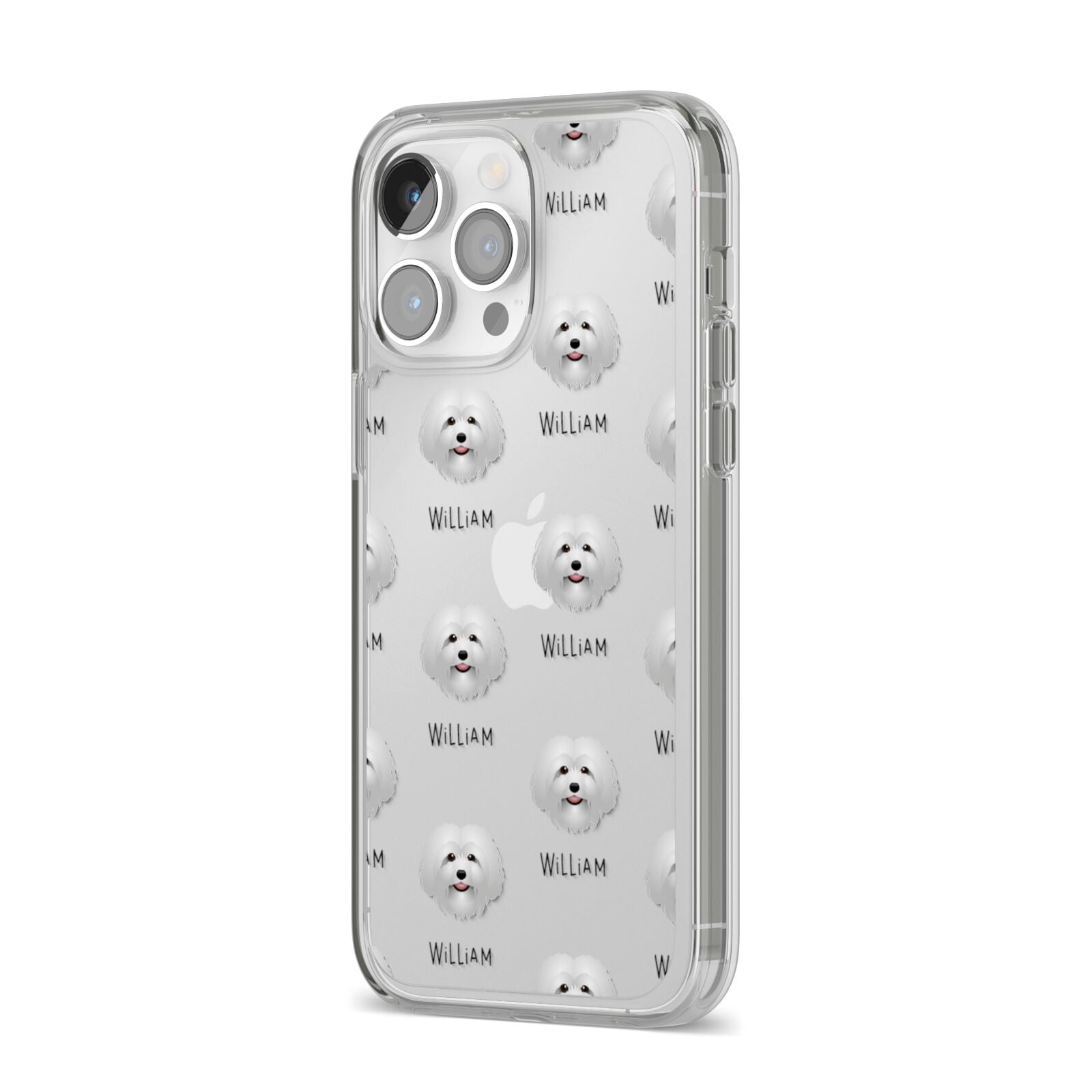 Bolognese Icon with Name iPhone 14 Pro Max Clear Tough Case Silver Angled Image