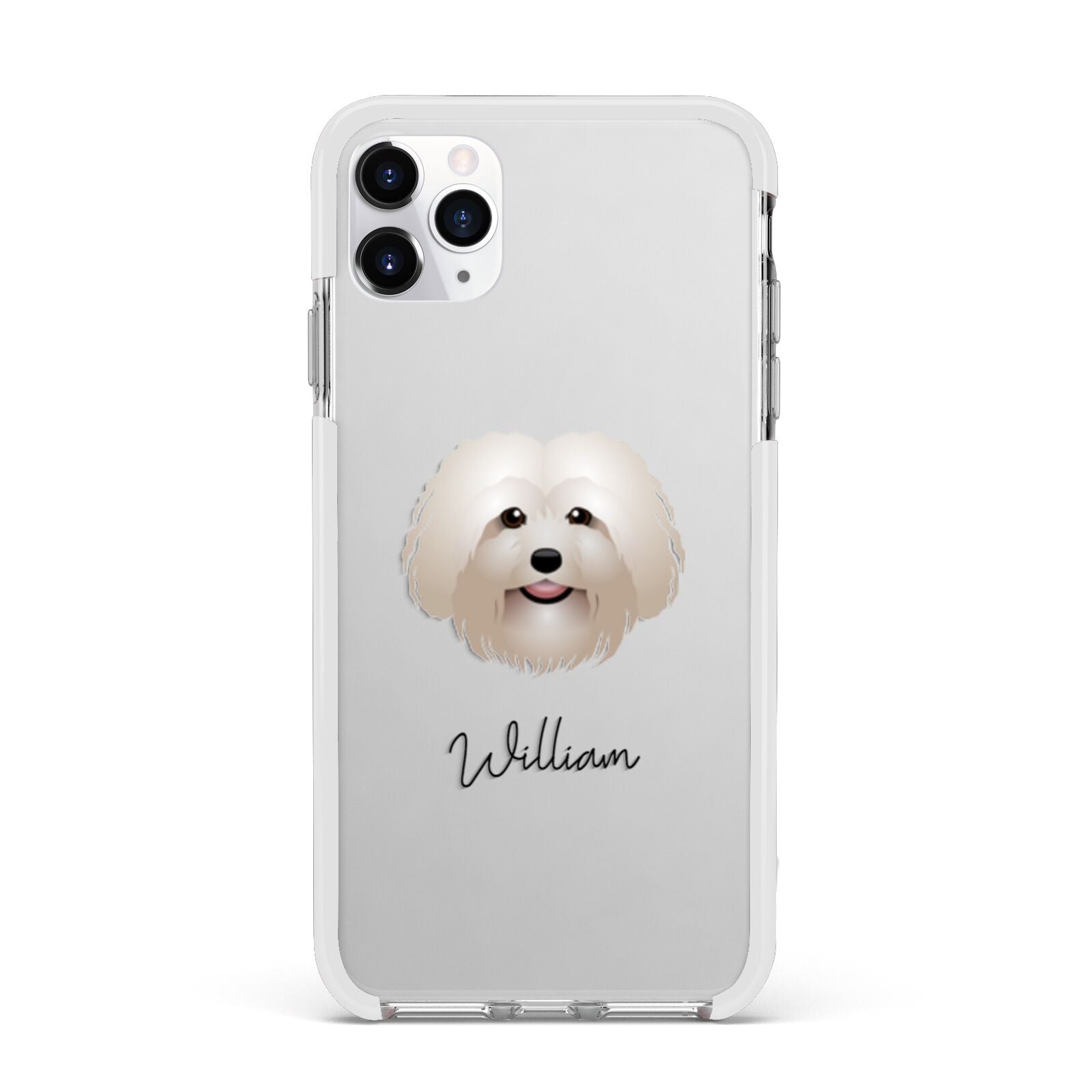 Bolognese Personalised Apple iPhone 11 Pro Max in Silver with White Impact Case