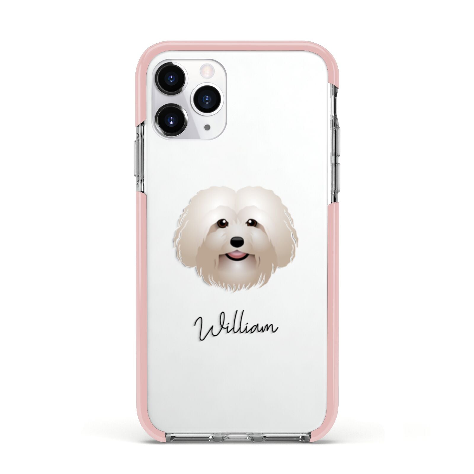 Bolognese Personalised Apple iPhone 11 Pro in Silver with Pink Impact Case