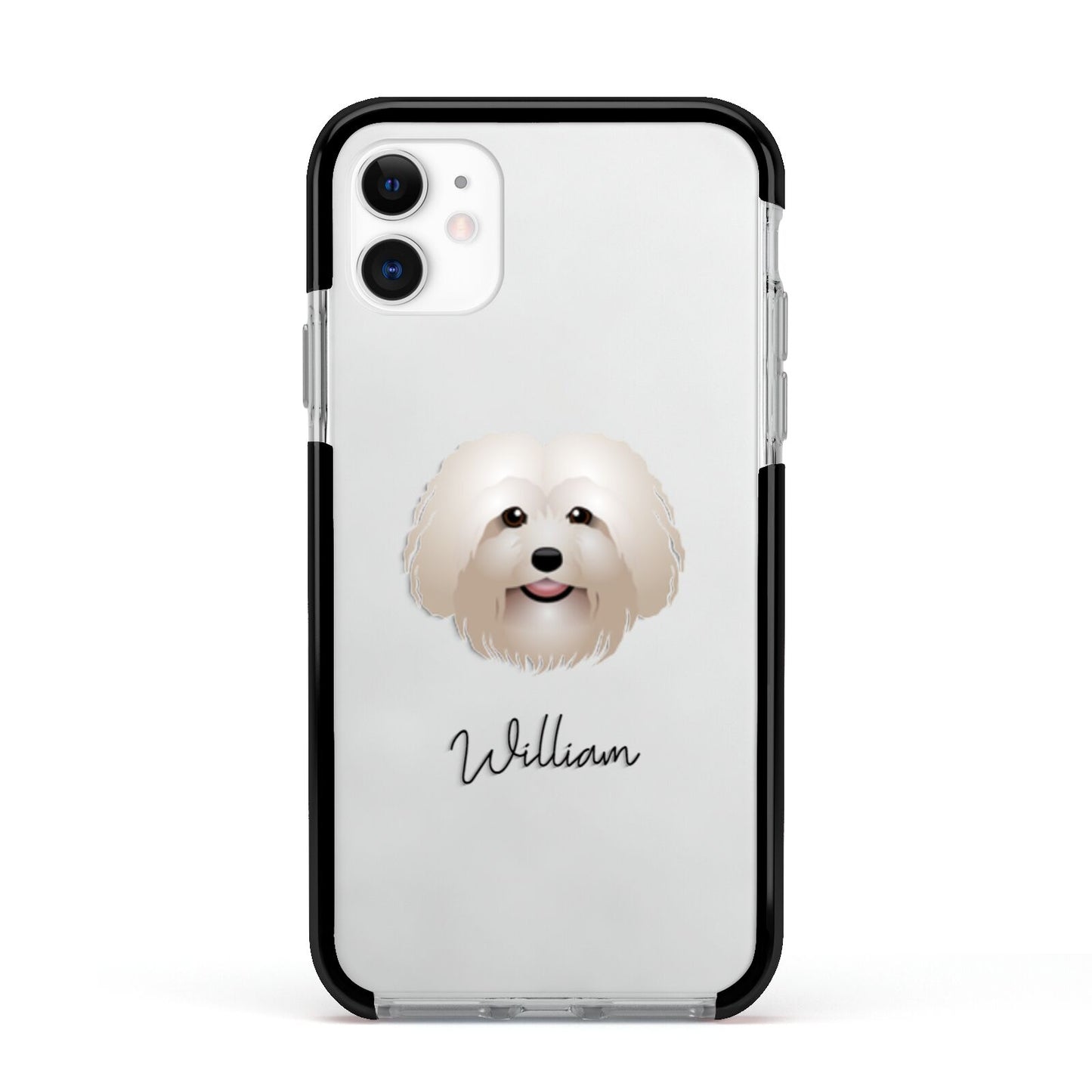 Bolognese Personalised Apple iPhone 11 in White with Black Impact Case