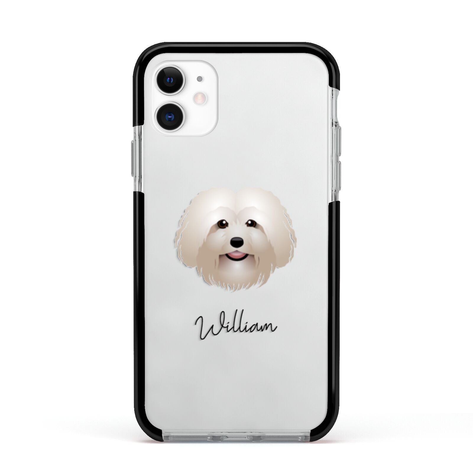 Bolognese Personalised Apple iPhone 11 in White with Black Impact Case