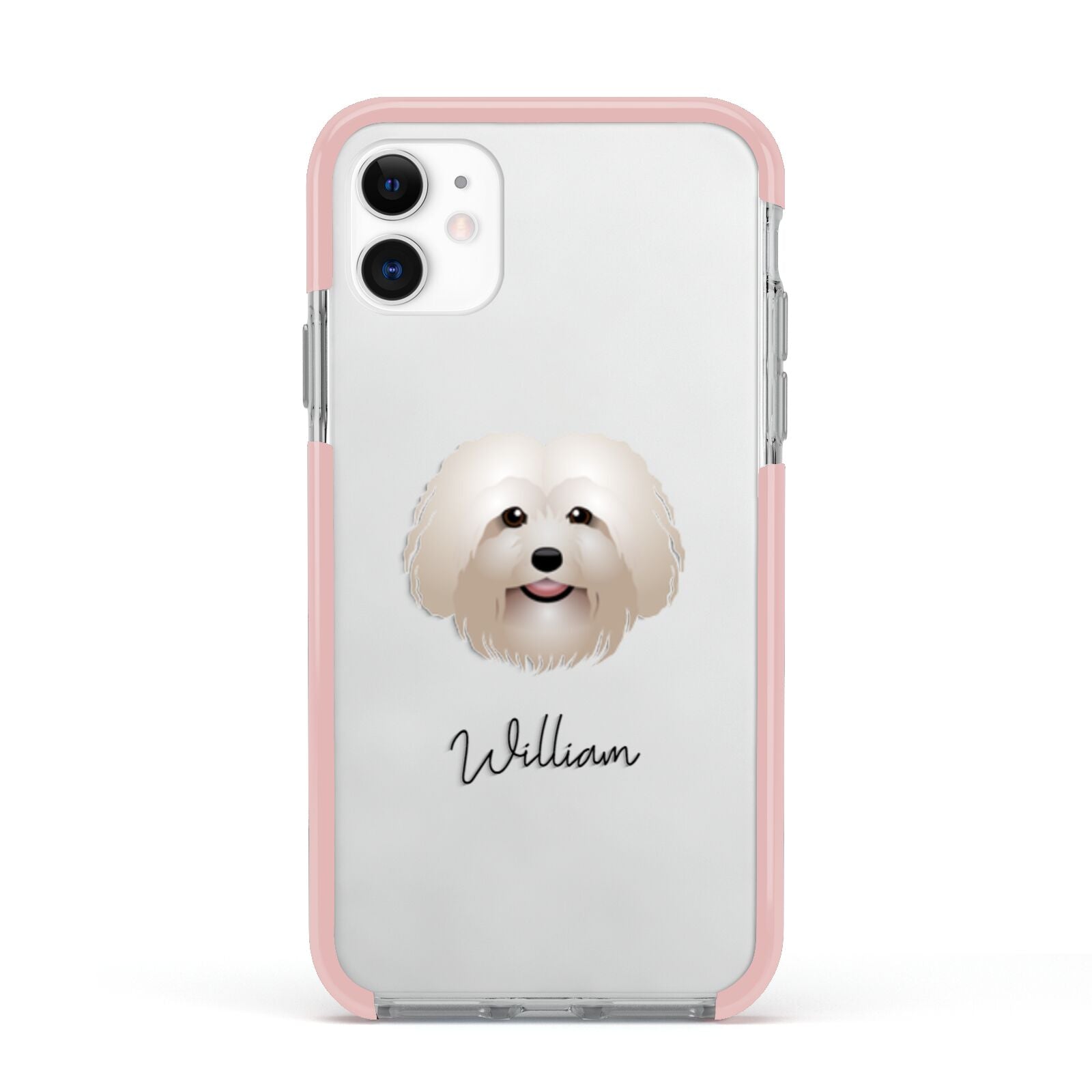 Bolognese Personalised Apple iPhone 11 in White with Pink Impact Case