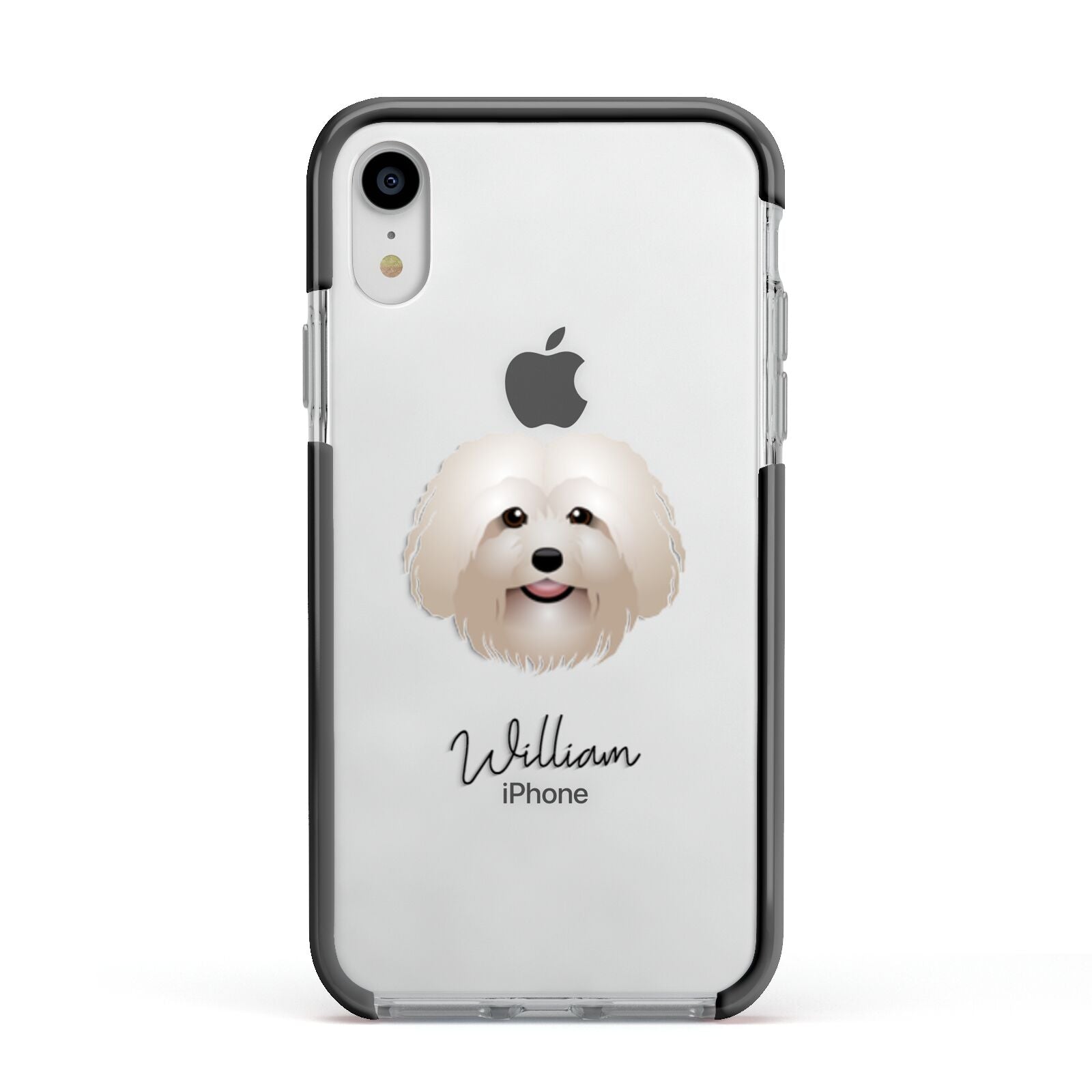 Bolognese Personalised Apple iPhone XR Impact Case Black Edge on Silver Phone