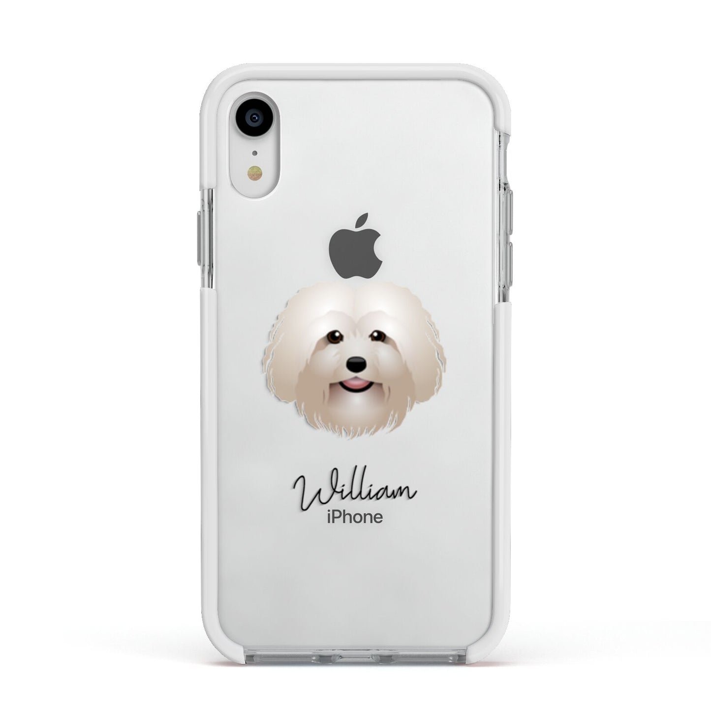 Bolognese Personalised Apple iPhone XR Impact Case White Edge on Silver Phone