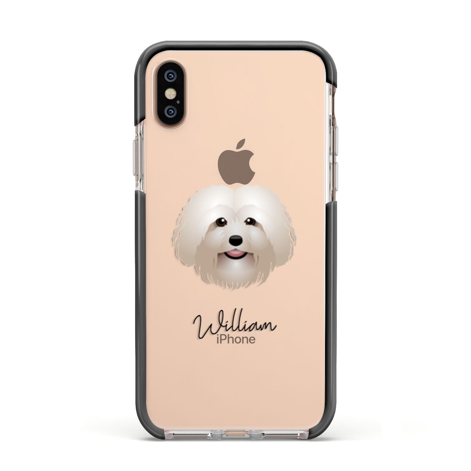 Bolognese Personalised Apple iPhone Xs Impact Case Black Edge on Gold Phone