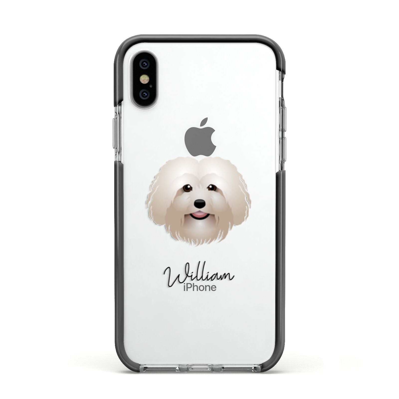 Bolognese Personalised Apple iPhone Xs Impact Case Black Edge on Silver Phone
