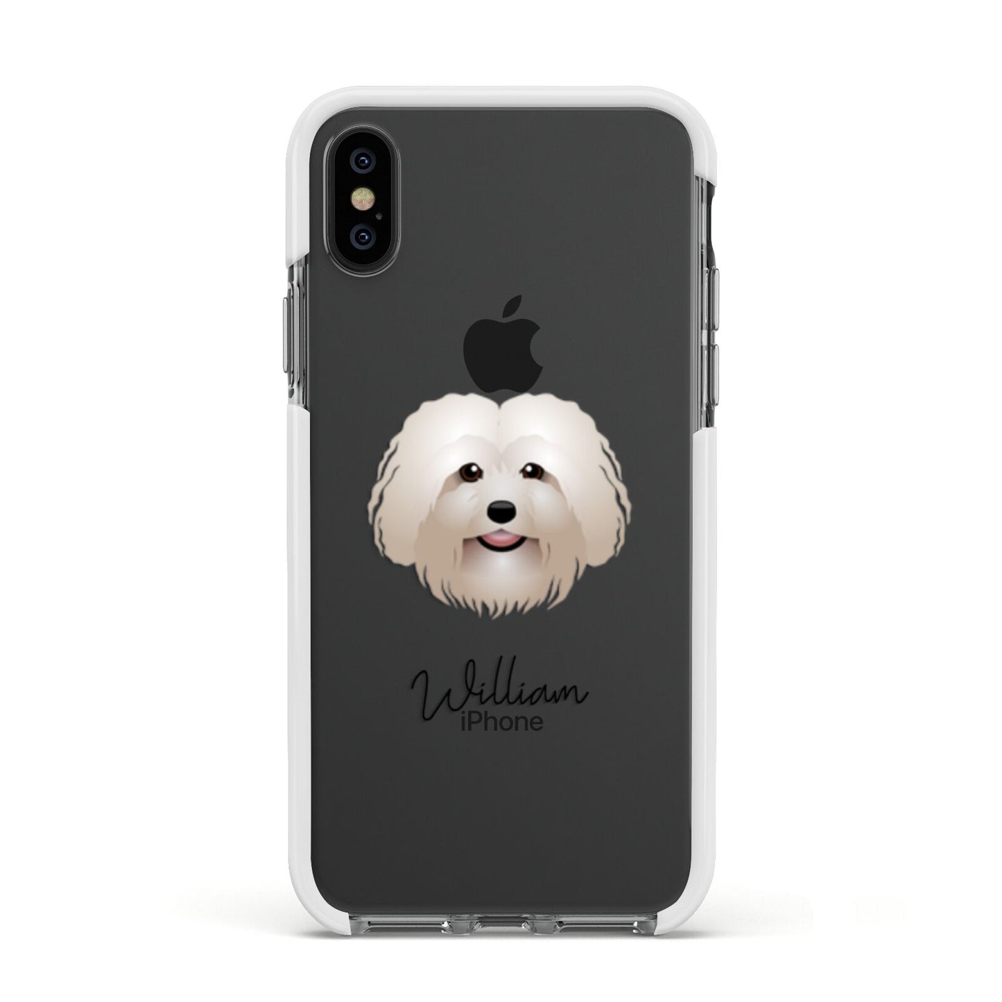 Bolognese Personalised Apple iPhone Xs Impact Case White Edge on Black Phone