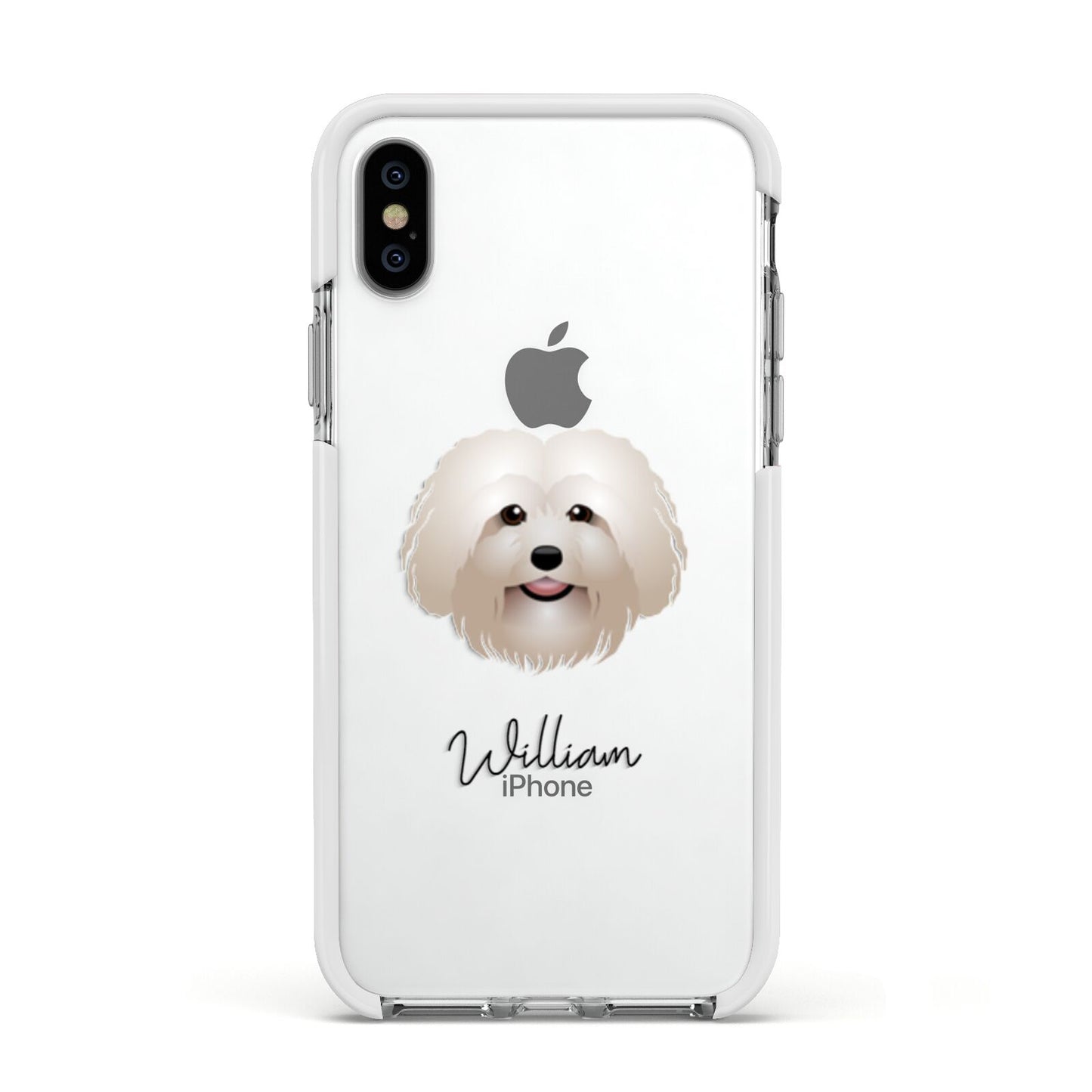 Bolognese Personalised Apple iPhone Xs Impact Case White Edge on Silver Phone