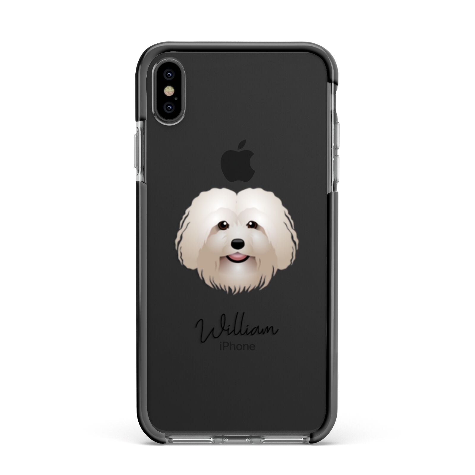 Bolognese Personalised Apple iPhone Xs Max Impact Case Black Edge on Black Phone