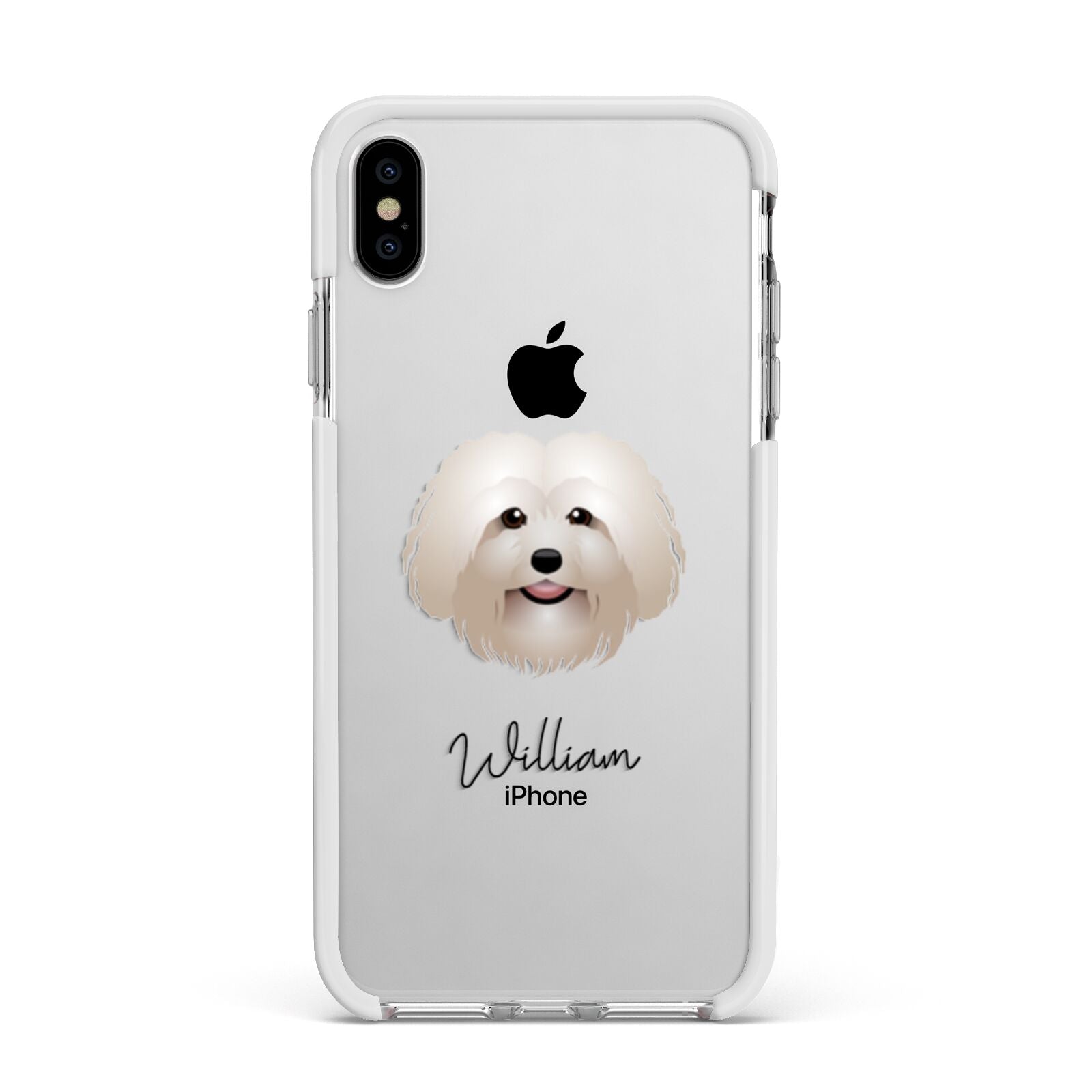 Bolognese Personalised Apple iPhone Xs Max Impact Case White Edge on Silver Phone