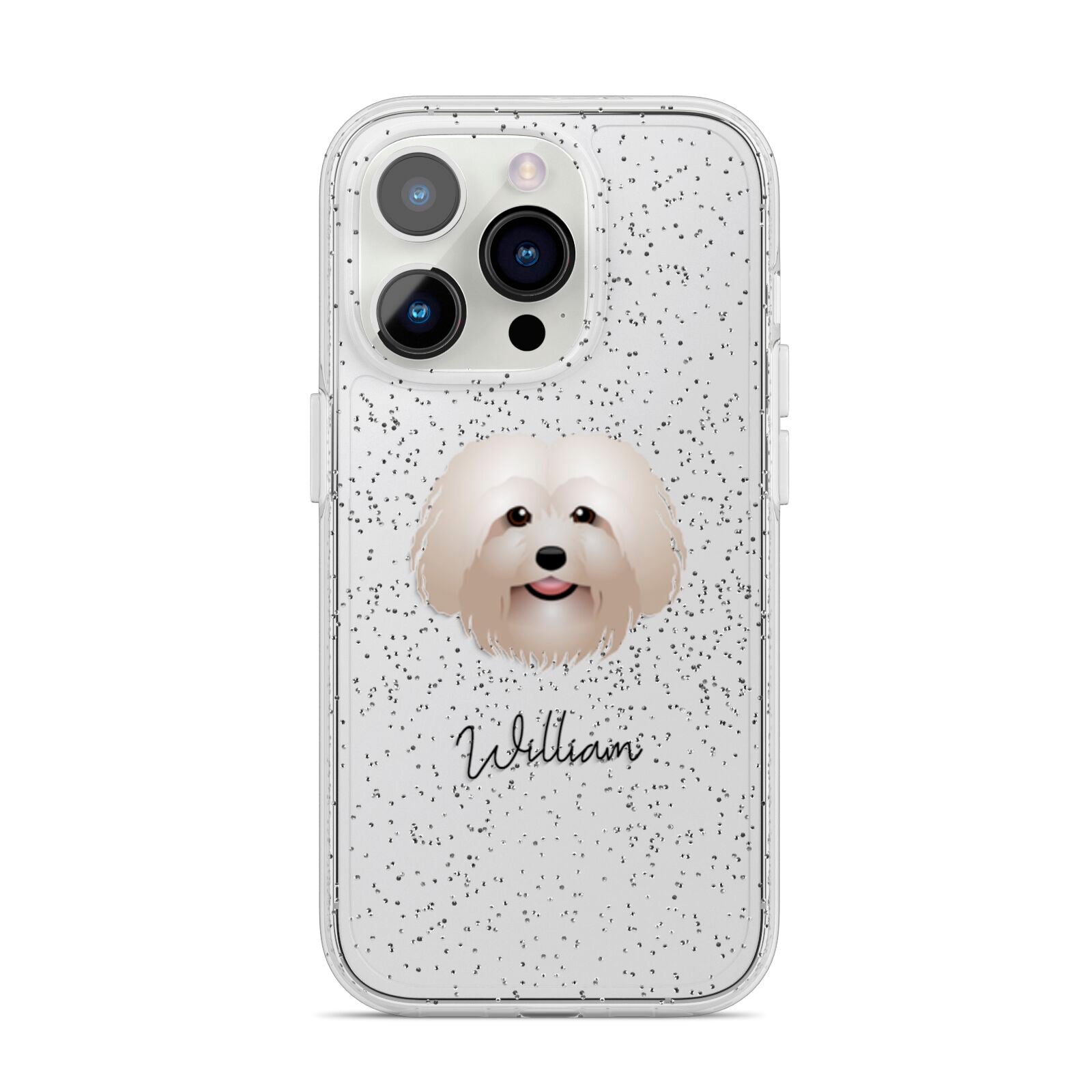 Bolognese Personalised iPhone 14 Pro Glitter Tough Case Silver