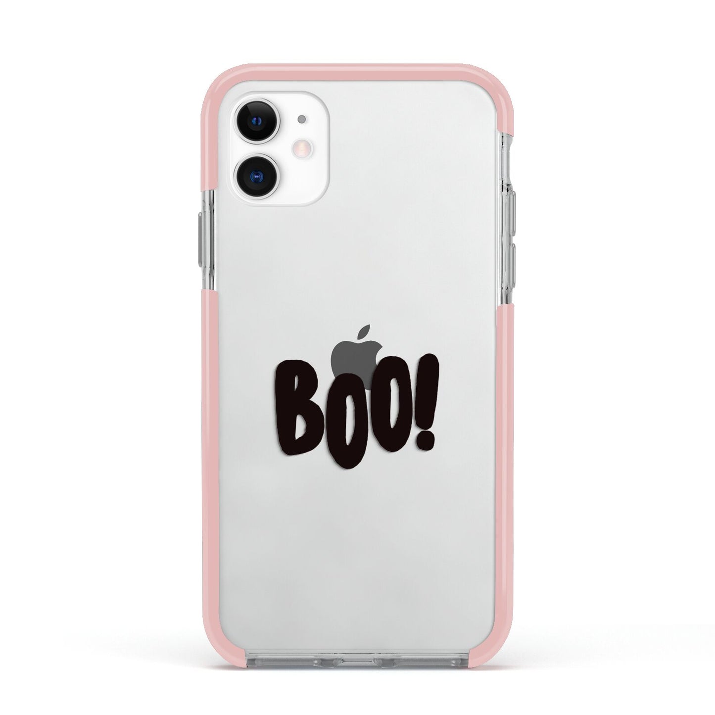 Boo Black Apple iPhone 11 in White with Pink Impact Case