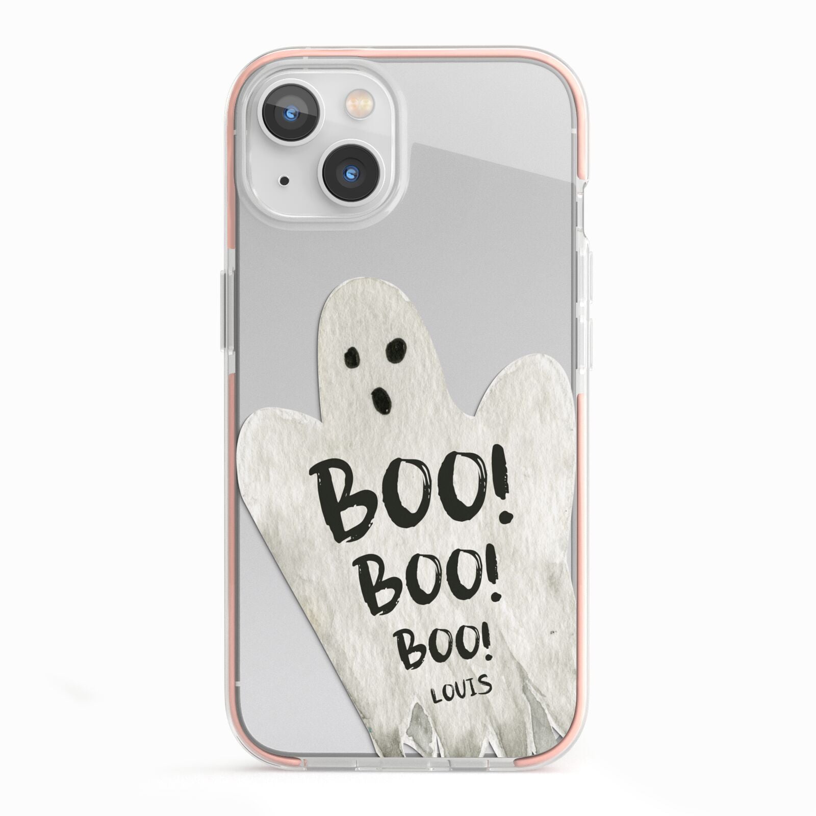 Boo Ghost Custom iPhone 13 TPU Impact Case with Pink Edges