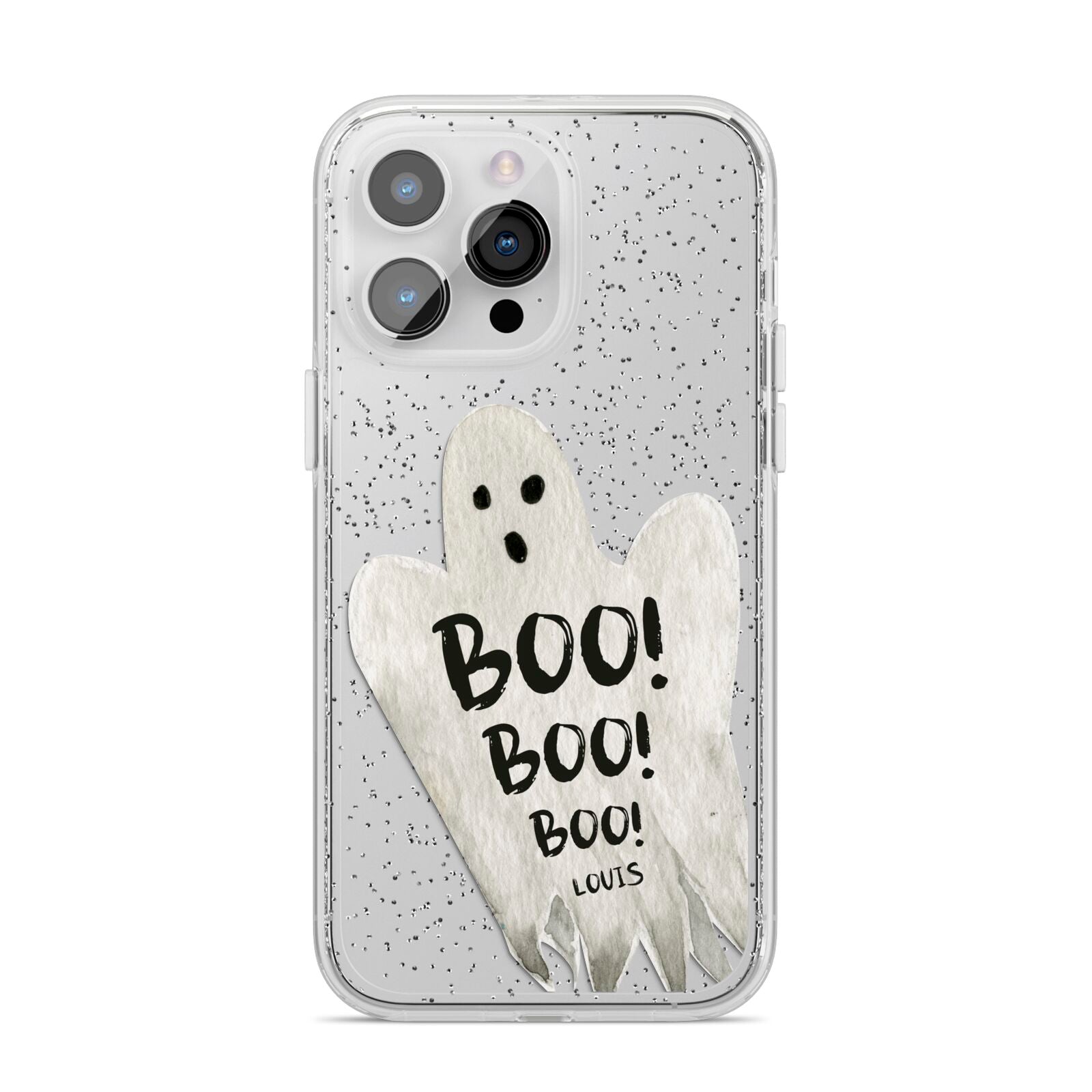 Boo Ghost Custom iPhone 14 Pro Max Glitter Tough Case Silver